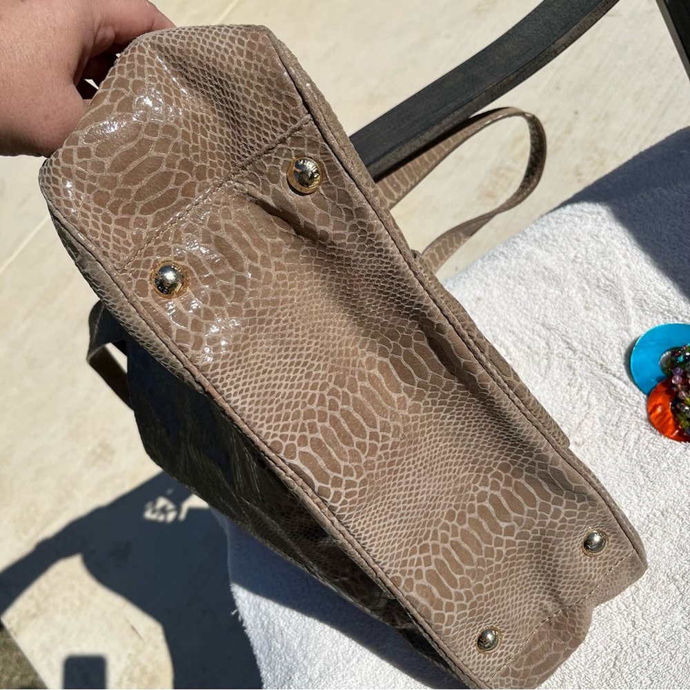 Michael Kors Tan Python Leather Double Handle Bag… - image 2